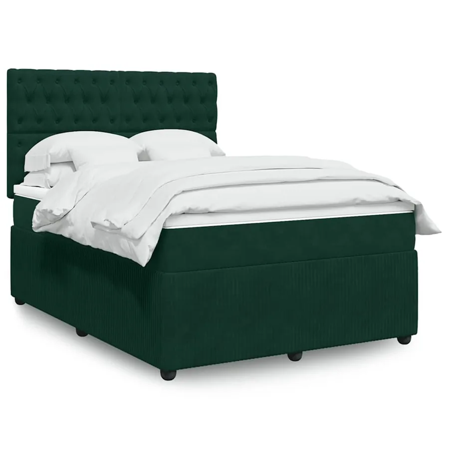 Sommier à lattes de lit et matelas Vert foncé 140x190cm Velours