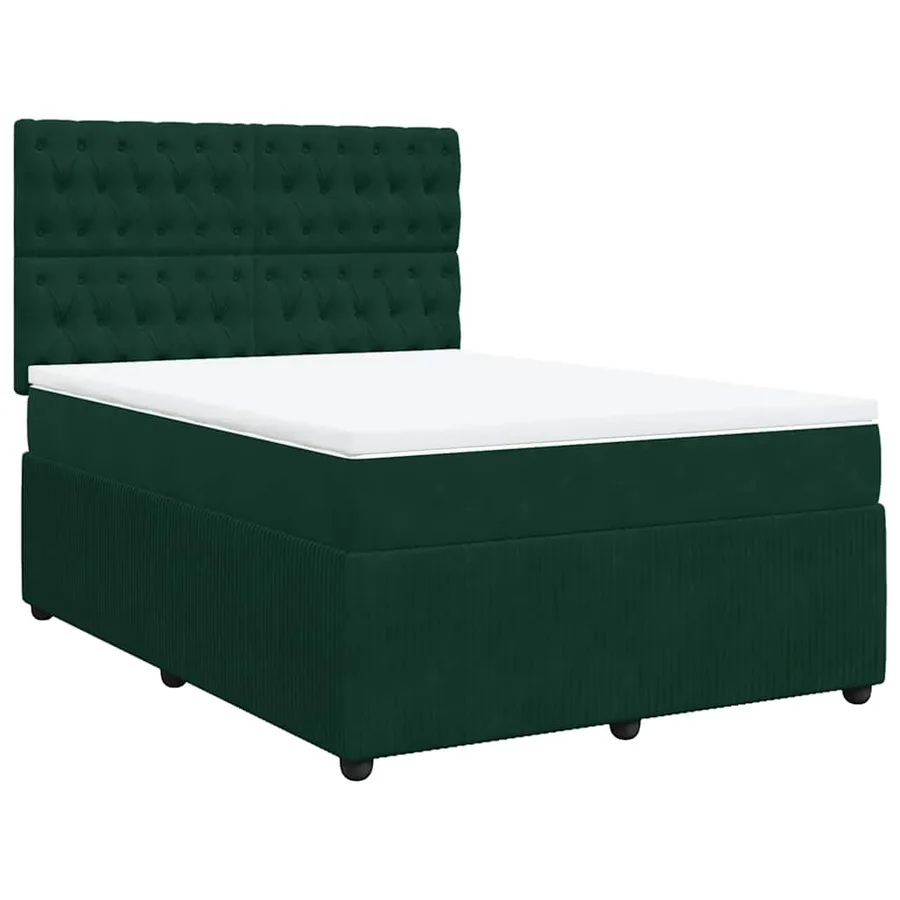 Sommier à lattes de lit et matelas Vert foncé 140x190cm Velours - 2