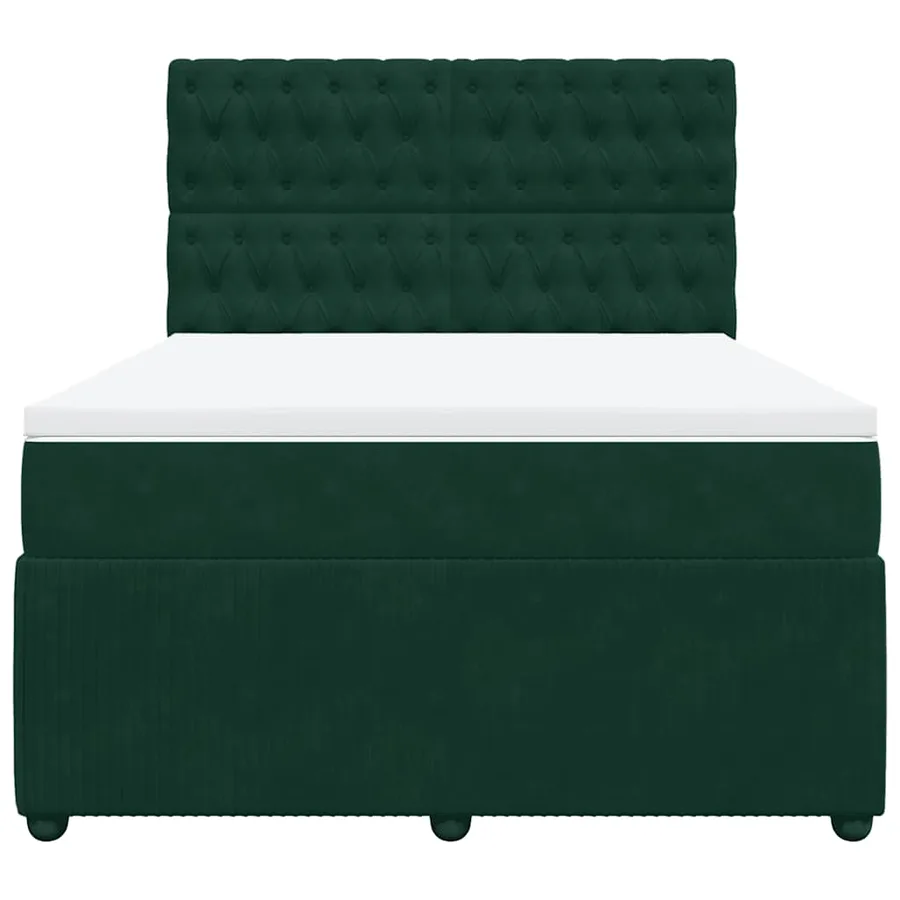 Sommier à lattes de lit et matelas Vert foncé 140x190cm Velours - 4