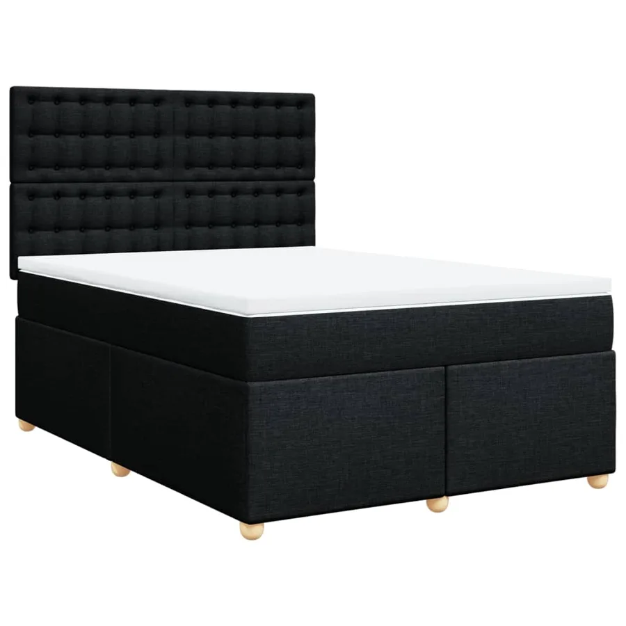 Sommier à lattes de lit avec matelas Noir 140x190 cm Tissu - 2