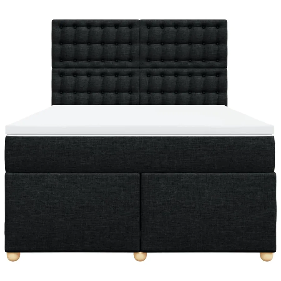 Sommier à lattes de lit avec matelas Noir 140x190 cm Tissu - 4