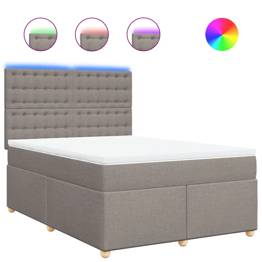 Sommier à lattes de lit avec matelas Taupe 140x200 cm Tissu - 2