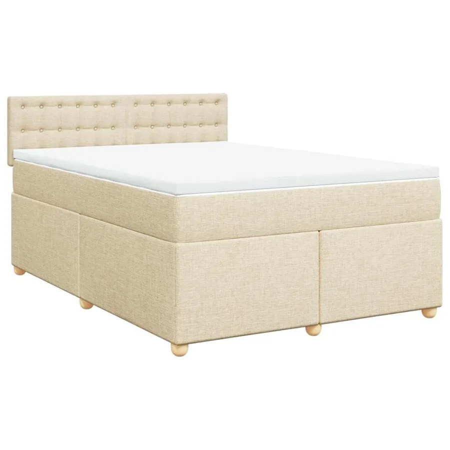 Sommier à lattes de lit avec matelas Crème 140x190 cm Tissu - 3
