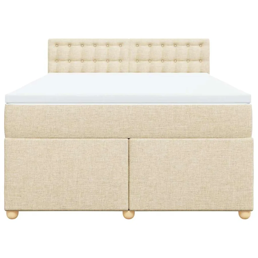 Sommier à lattes de lit avec matelas Crème 140x190 cm Tissu - 6