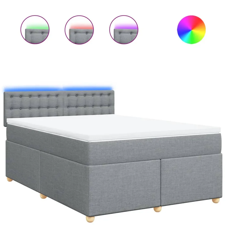 Sommier à lattes de lit avec matelas Gris clair 140x200cm Tissu - 2