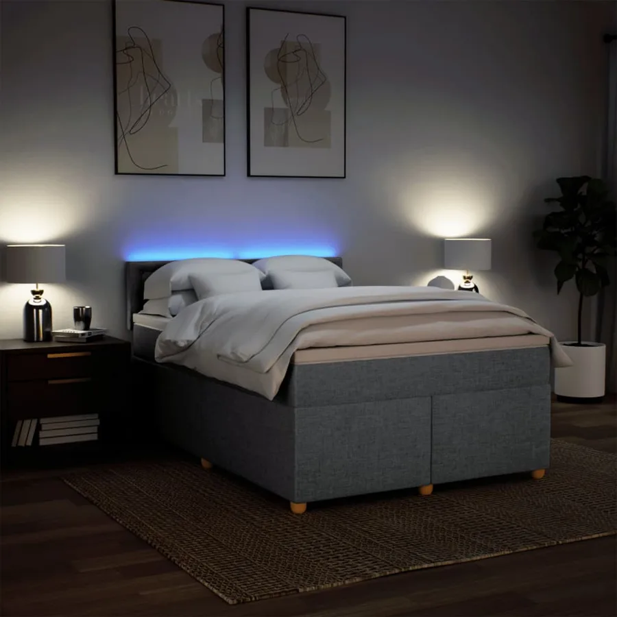 Sommier à lattes de lit avec matelas Gris clair 140x200cm Tissu - 5