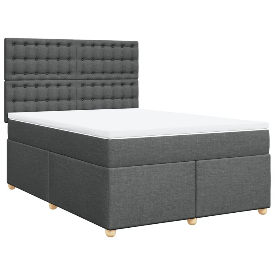 Sommier à lattes de lit avec matelas Gris foncé 140x190cm Tissu - 3