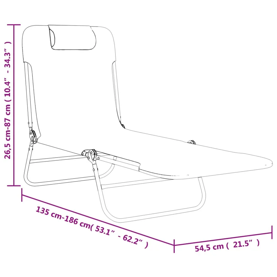 Chaises longues pliables lot de 2 noir textilène et acier - 12