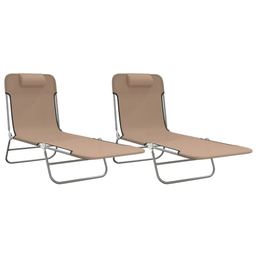 Chaises longues pliables lot de 2 noir textilène et acier - 38