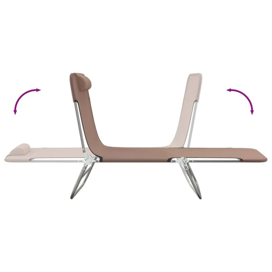 Chaises longues pliables lot de 2 noir textilène et acier - 55