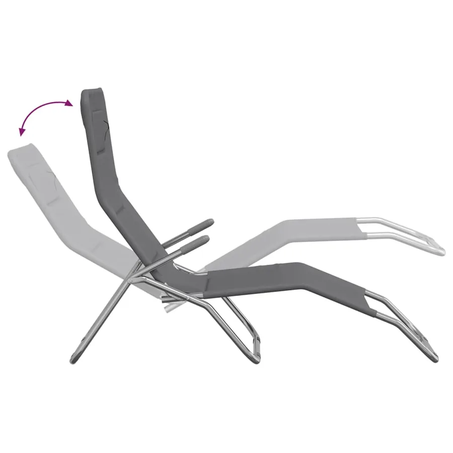 Chaises longues pliables lot de 2 noir textilène et acier - 68
