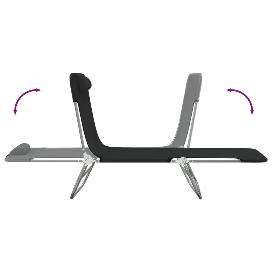 Chaises longues pliables lot de 2 noir textilène et acier - 7
