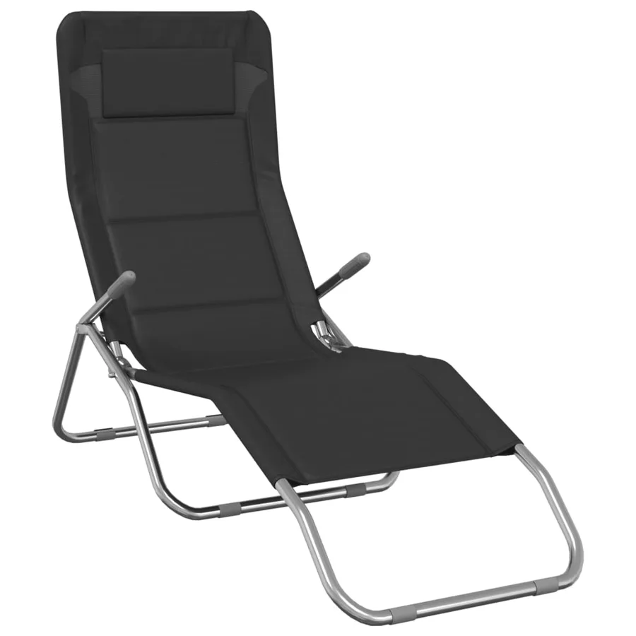 Chaises longues pliables lot de 2 noir textilène et acier - 87