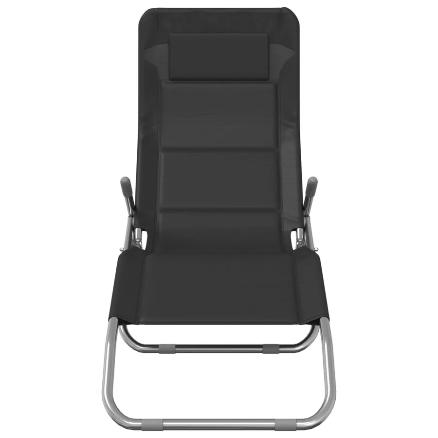 Chaises longues pliables lot de 2 noir textilène et acier - 88
