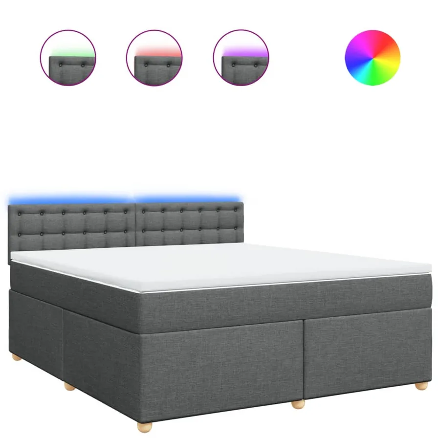 Sommier à lattes de lit avec matelas Gris foncé 180x200cm Tissu - 2