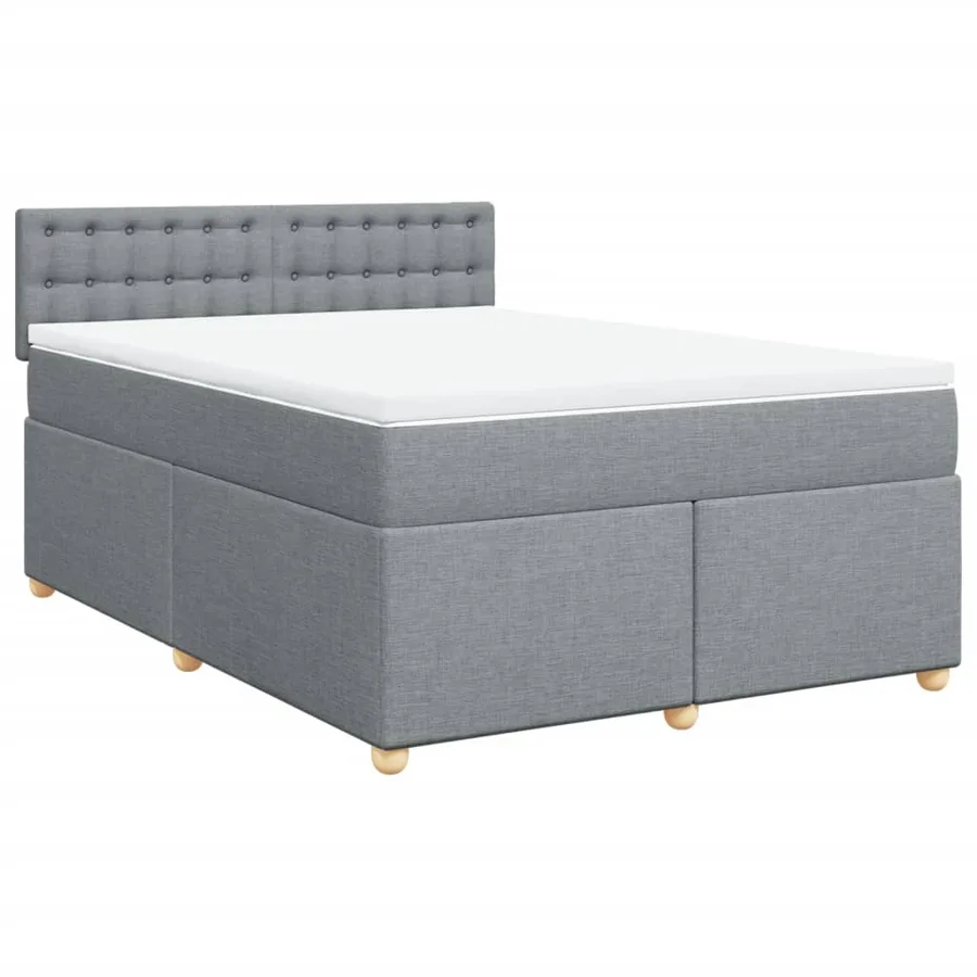 Sommier à lattes de lit avec matelas Gris clair 140x190cm Tissu - 3