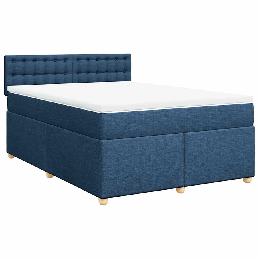 Sommier à lattes de lit avec matelas Bleu 140x190 cm Tissu - 2