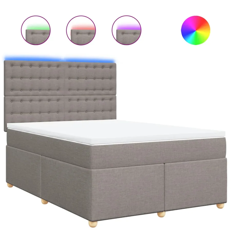 Sommier à lattes de lit avec matelas Taupe 160x200 cm Tissu - 2