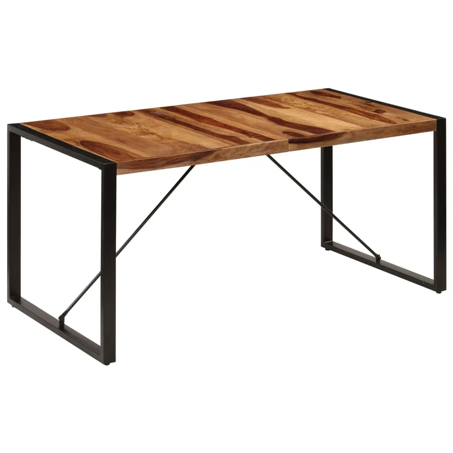 Table de salle à manger 160x80x75 cm Bois de Sesham massif - 9