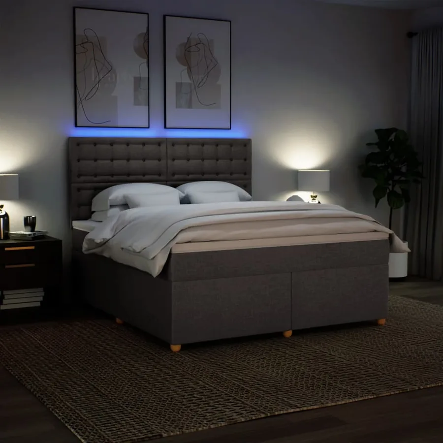 Sommier à lattes de lit avec matelas Taupe 180x200 cm Tissu - 5