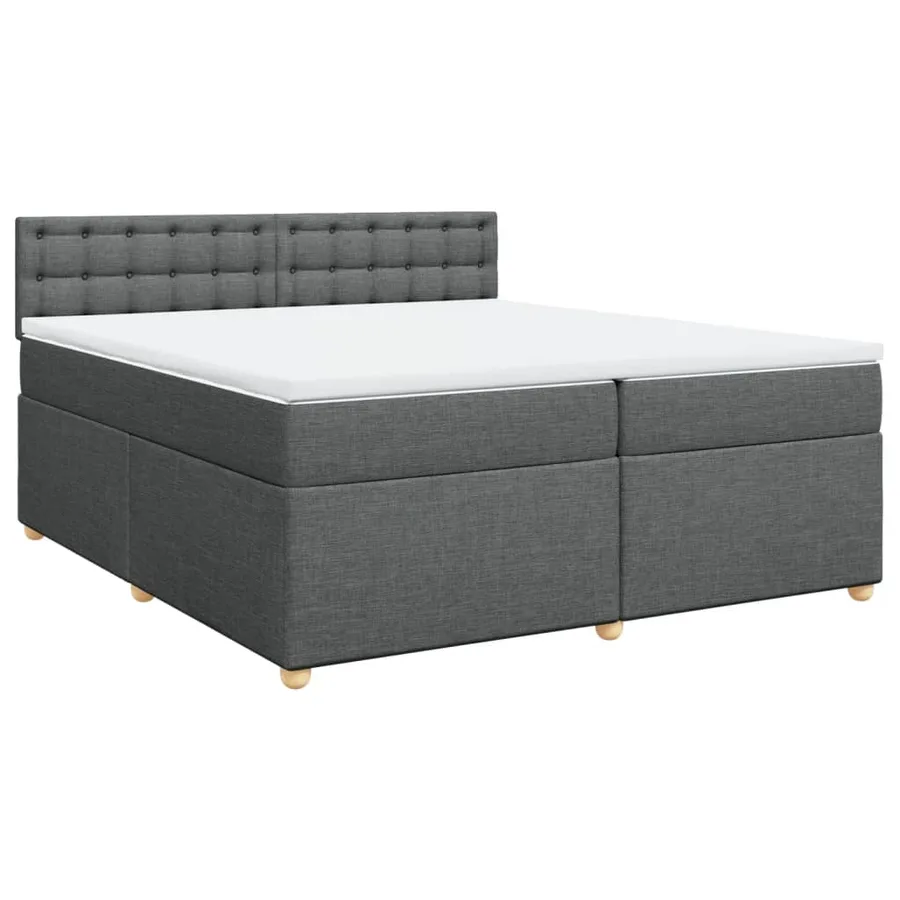 Sommier à lattes de lit avec matelas Gris foncé 200x200cm Tissu - 2