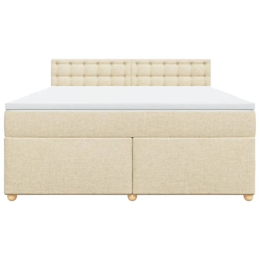 Sommier à lattes de lit avec matelas Crème 180x200 cm Tissu - 4