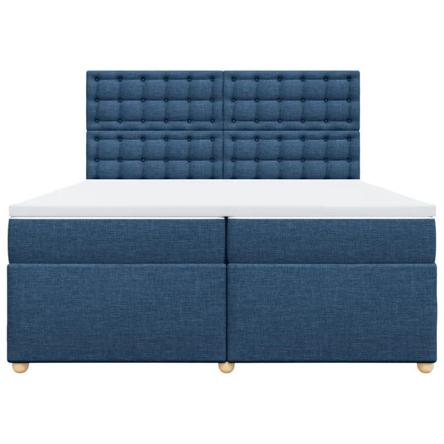 Sommier à lattes de lit avec matelas Bleu 200x200 cm Tissu - 6