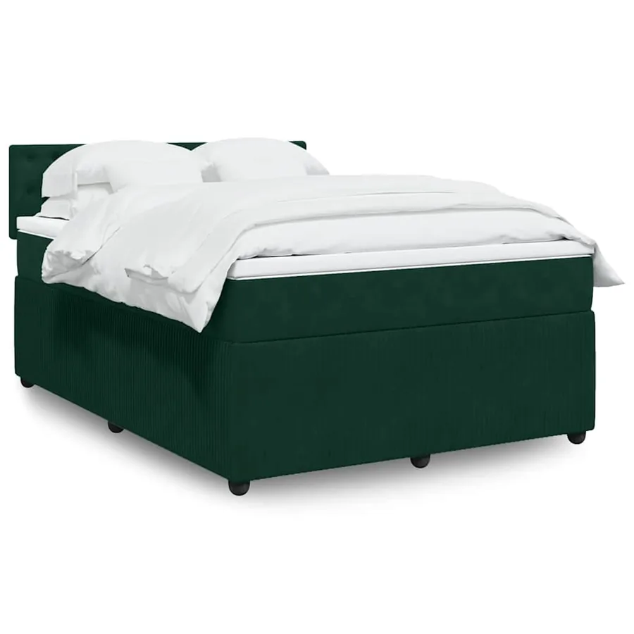 Sommier à lattes de lit et matelas Vert foncé 140x190cm Velours