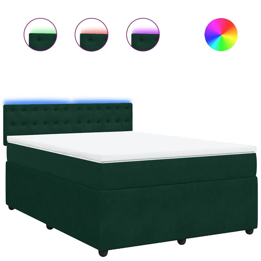Sommier à lattes de lit et matelas Vert foncé 140x190cm Velours - 2