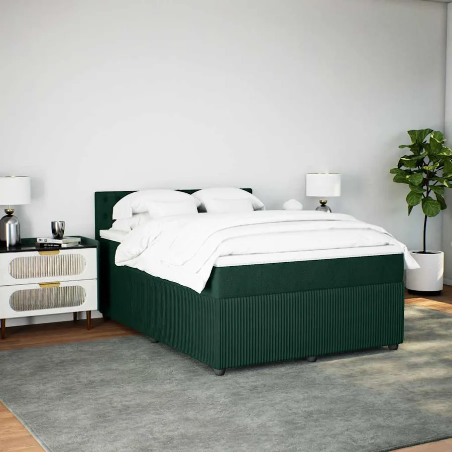 Sommier à lattes de lit et matelas Vert foncé 140x190cm Velours - 5