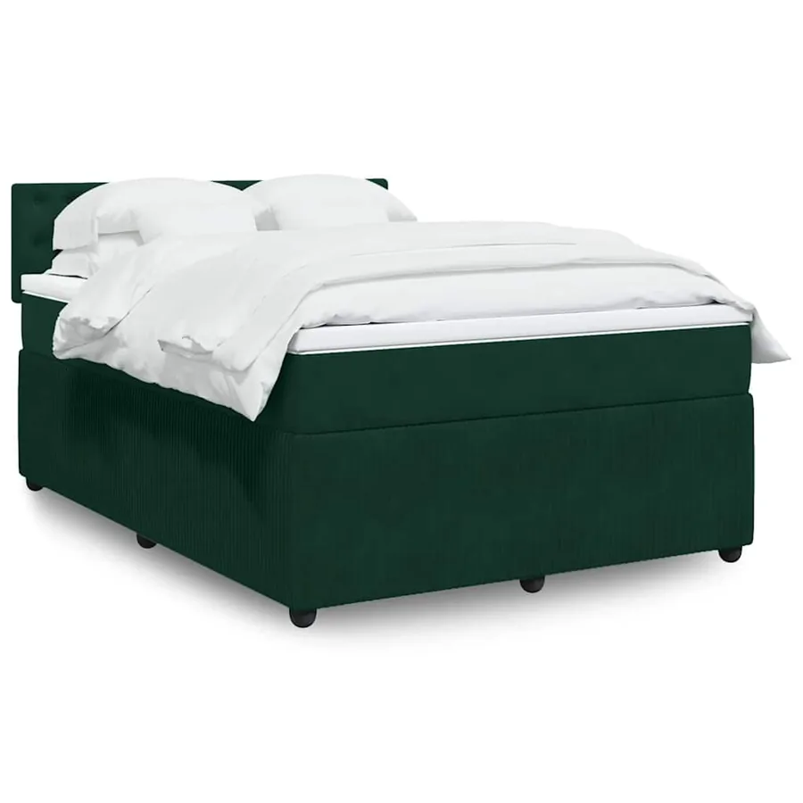 Sommier à lattes de lit et matelas Vert foncé 140x190cm Velours