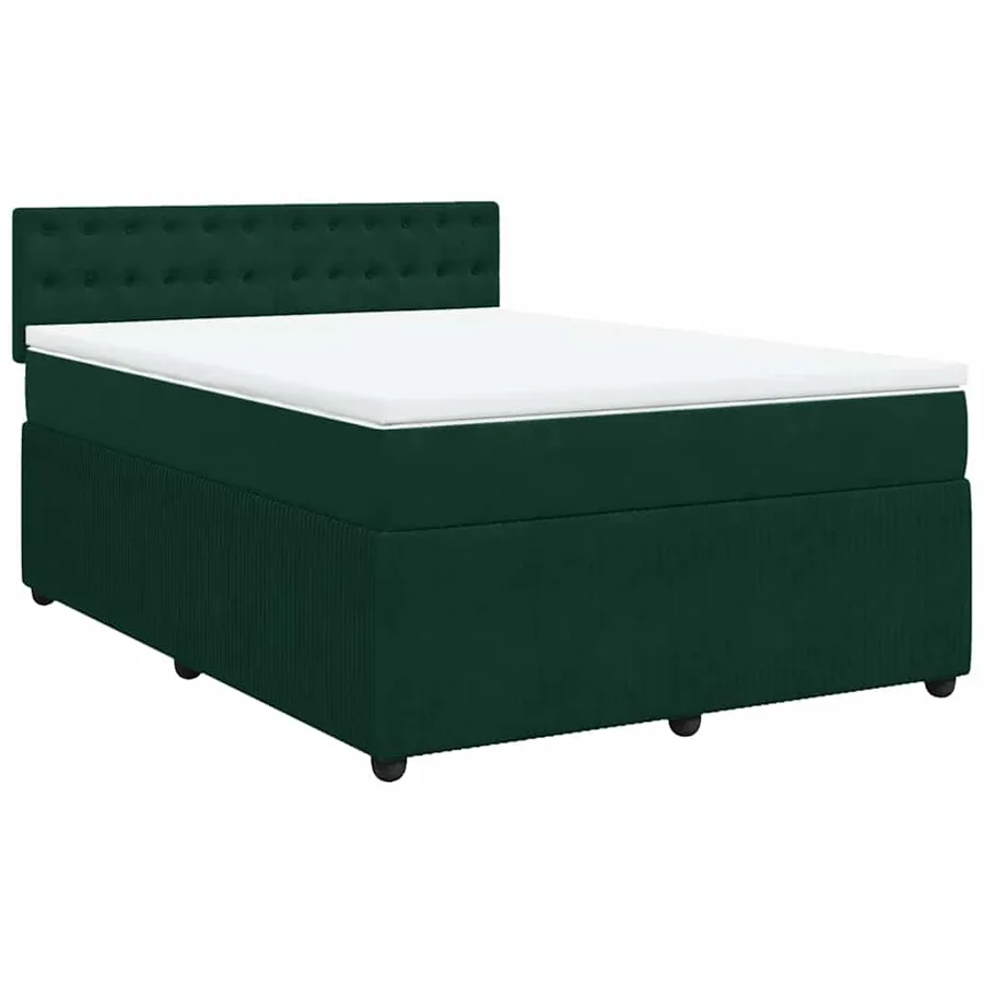 Sommier à lattes de lit et matelas Vert foncé 140x190cm Velours - 2