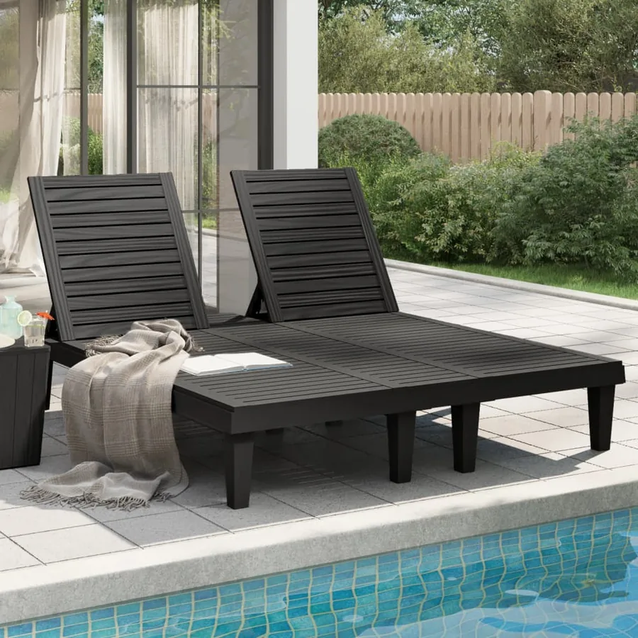 Chaise longue double noir 155x138x83 cm polypropylène