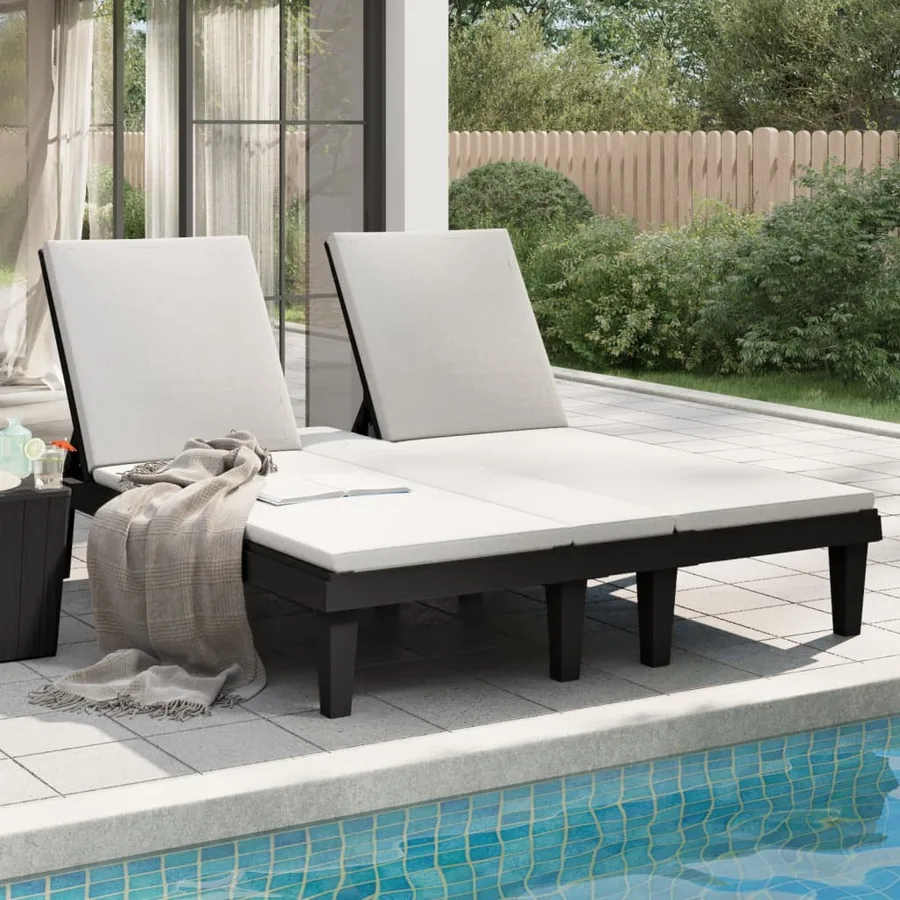 Chaise longue double noir 155x138x83 cm polypropylène - 3