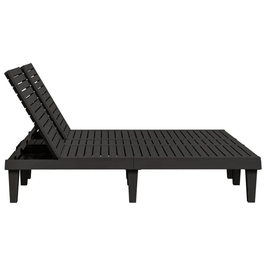Chaise longue double noir 155x138x83 cm polypropylène - 5