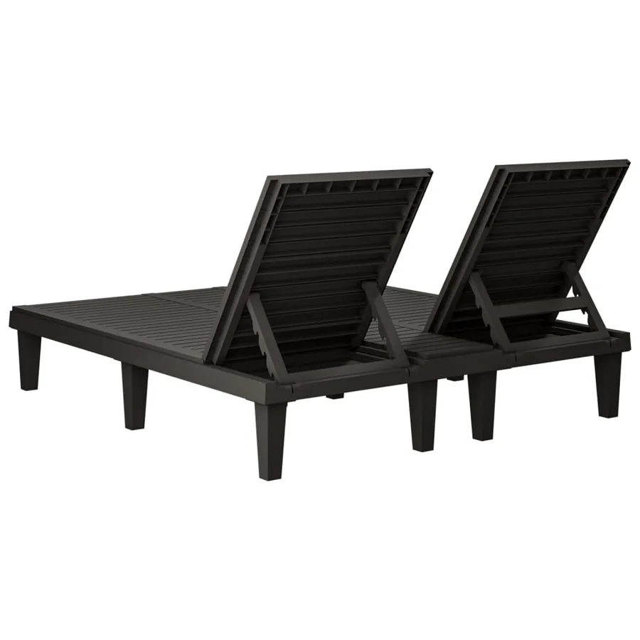 Chaise longue double noir 155x138x83 cm polypropylène - 6