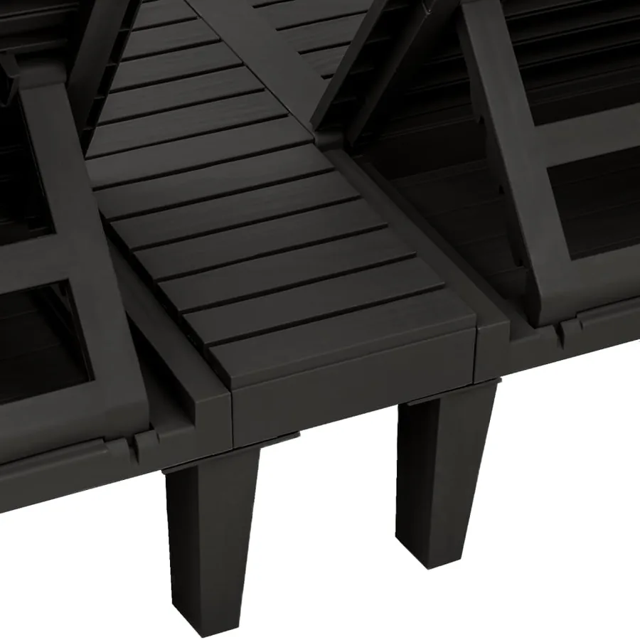 Chaise longue double noir 155x138x83 cm polypropylène - 9