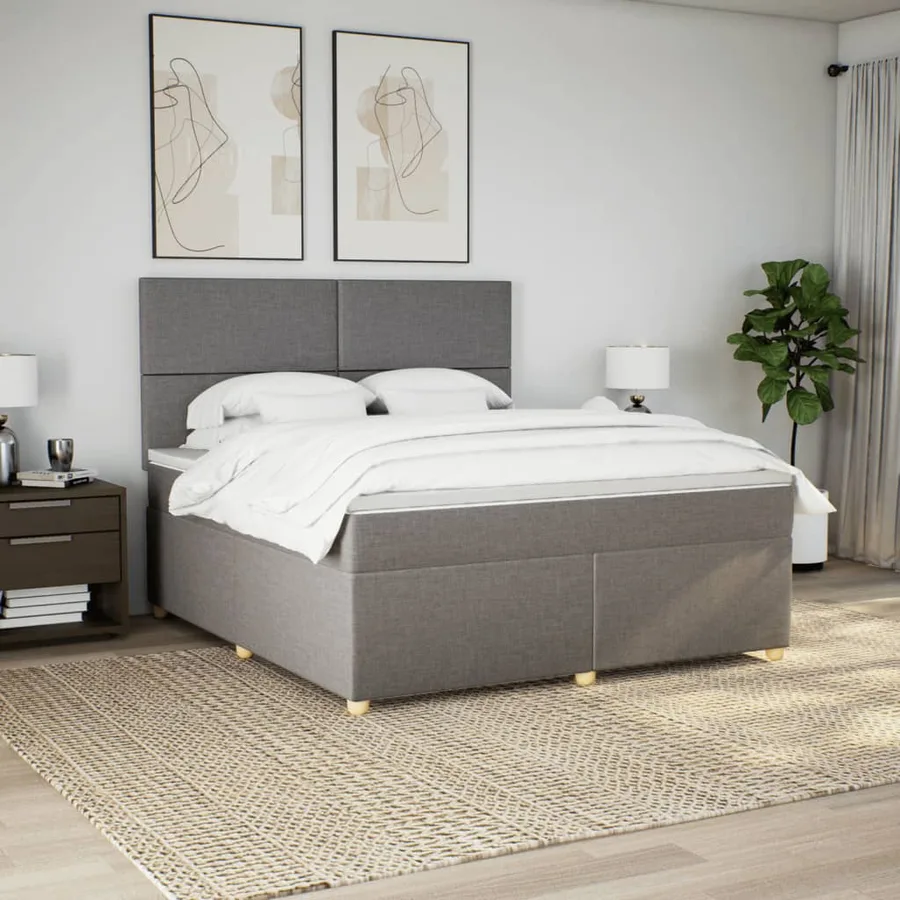 Sommier à lattes de lit avec matelas Taupe 180x200 cm Tissu - 3