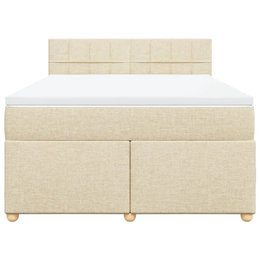 Sommier à lattes de lit avec matelas Crème 160x200 cm Tissu - 6