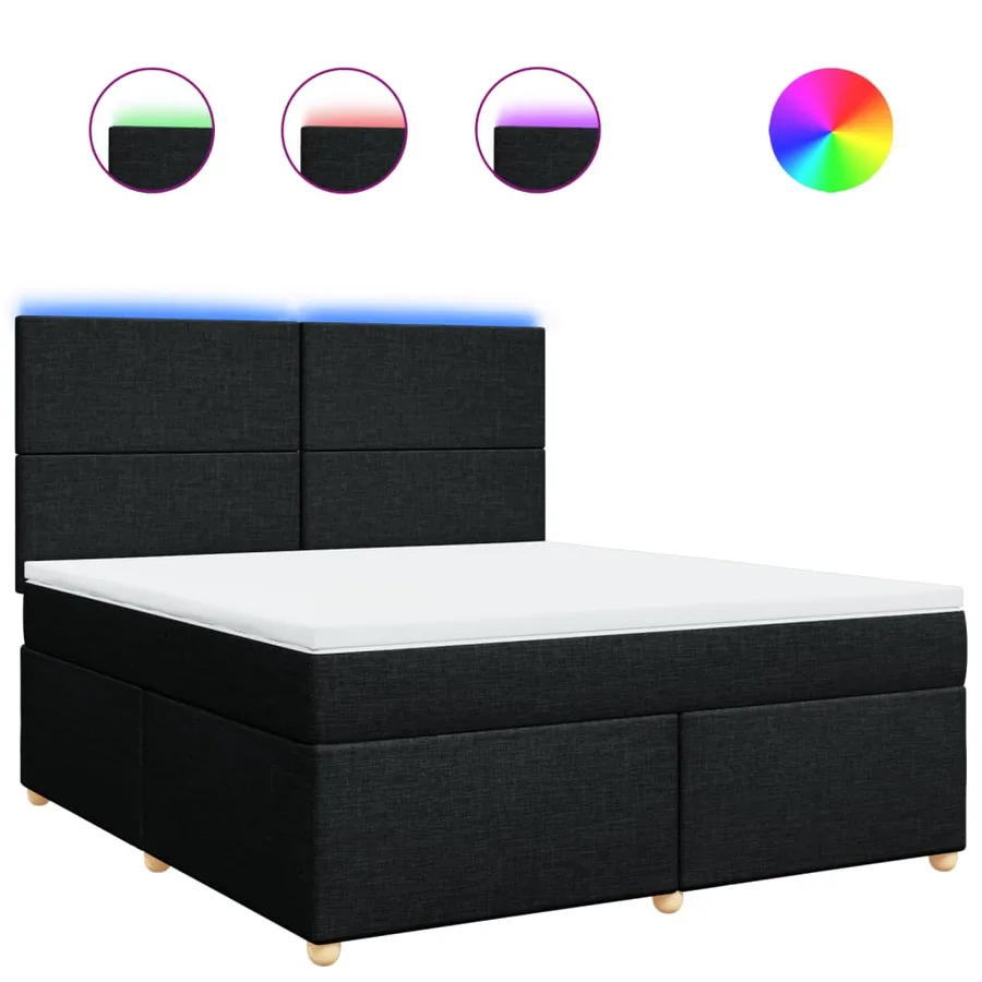 Sommier à lattes de lit avec matelas Noir 180x200 cm Tissu - 2