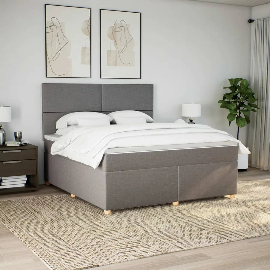 Sommier à lattes de lit avec matelas Taupe 180x200 cm Tissu - 4
