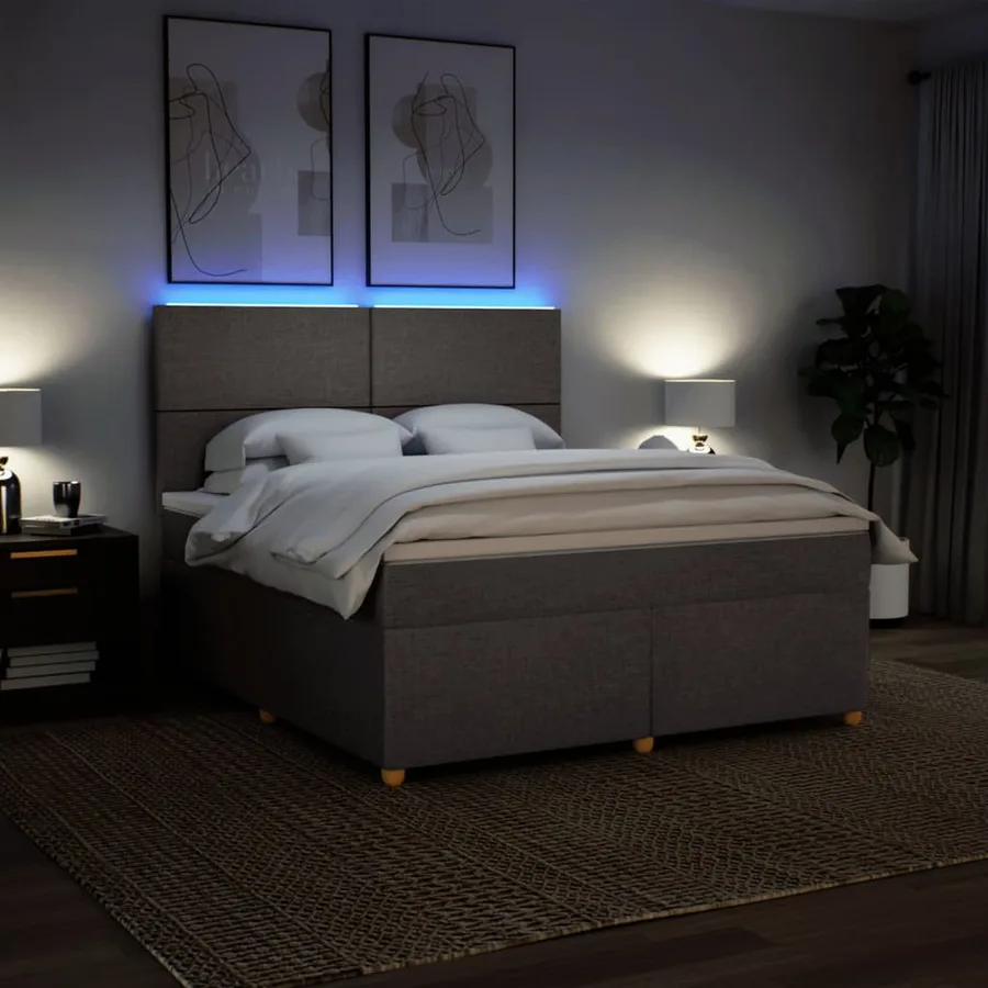 Sommier à lattes de lit avec matelas Taupe 180x200 cm Tissu - 5