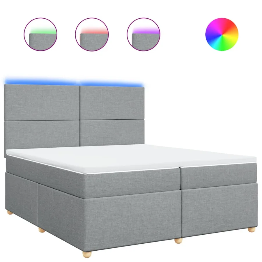 Sommier à lattes de lit avec matelas Gris clair 200x200cm Tissu - 2