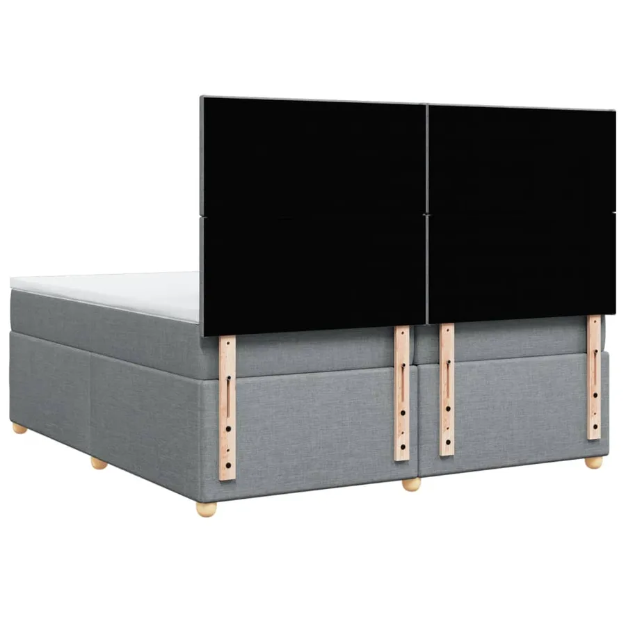 Sommier à lattes de lit avec matelas Gris clair 200x200cm Tissu - 8