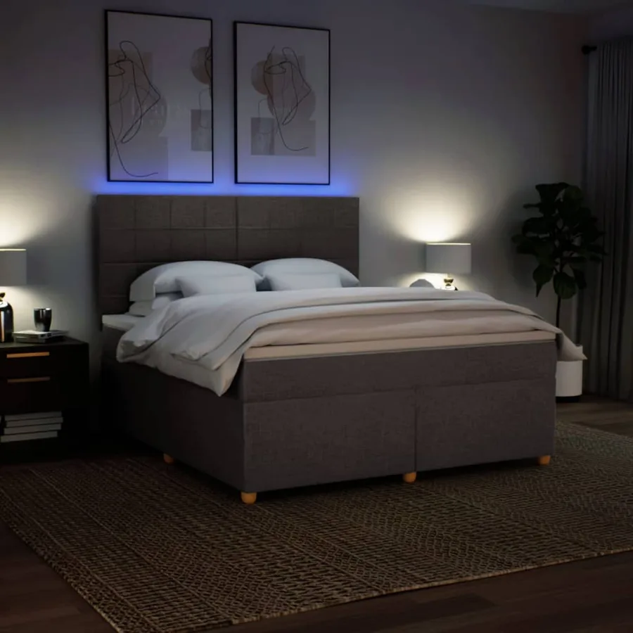 Sommier à lattes de lit avec matelas Taupe 180x200 cm Tissu - 5