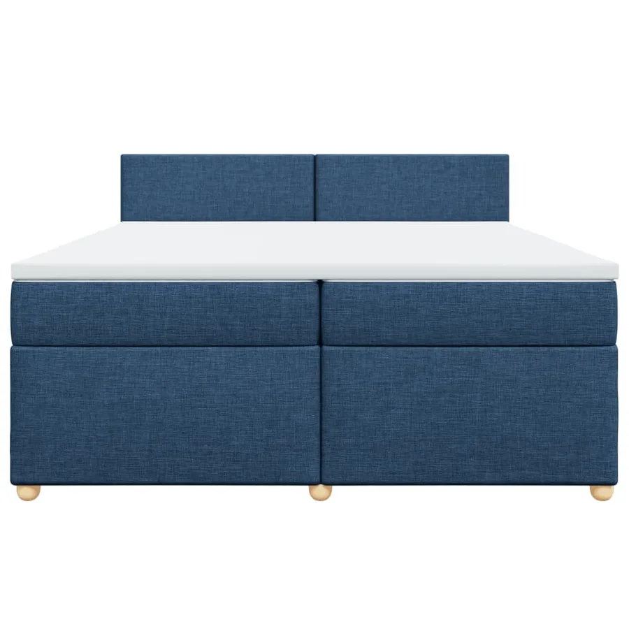 Sommier à lattes de lit avec matelas Bleu 200x200 cm Tissu - 4