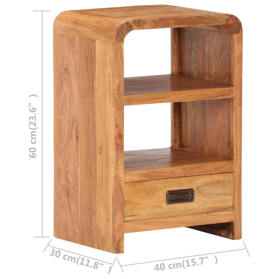 Table de chevet 40x30x60 cm Bois acacia massif et finition miel - 8