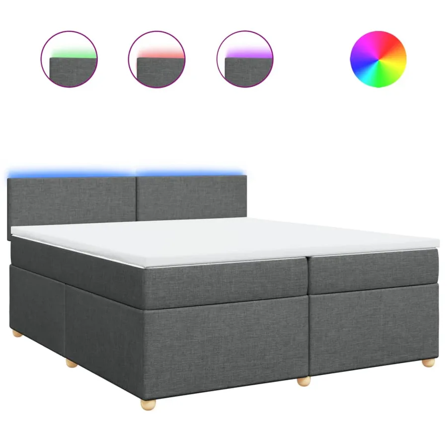 Sommier à lattes de lit avec matelas Gris foncé 200x200cm Tissu - 2