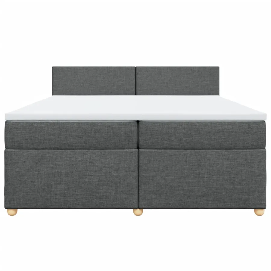 Sommier à lattes de lit avec matelas Gris foncé 200x200cm Tissu - 6