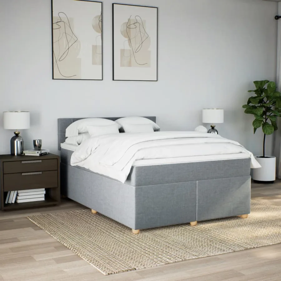Sommier à lattes de lit avec matelas Gris clair 160x200cm Tissu - 3